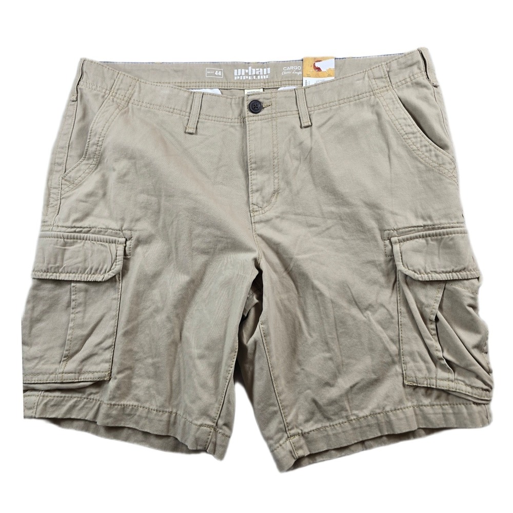 Urban Pipeline Cargo Shorts Mens 44 Khaki Cotton Classic Length 10" NEW